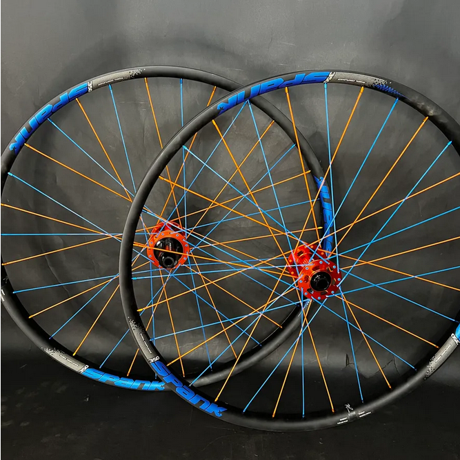Custom Orange and Blue 27.5" Spank 350's with HEX hubs