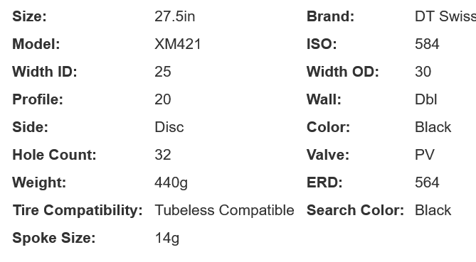 DT Swiss XM 421 Disc 27.5" MTB Rim