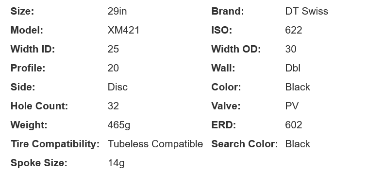 DT Swiss XM 421 Disc 29" MTB Rim