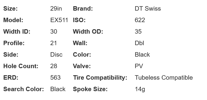 DT Swiss EX 511 29" MTB Rim