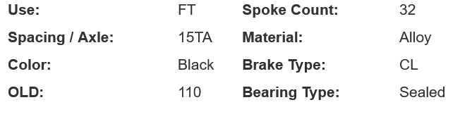 Dt Swiss 240 Hybrid MTB 32h 15x110 CL Front Hub
