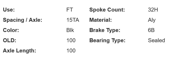 Dt Swiss 350 MTB 32h 15x100 6b Front Hub
