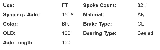 Dt Swiss 350 MTB 32h 15x100 CL Front Hub
