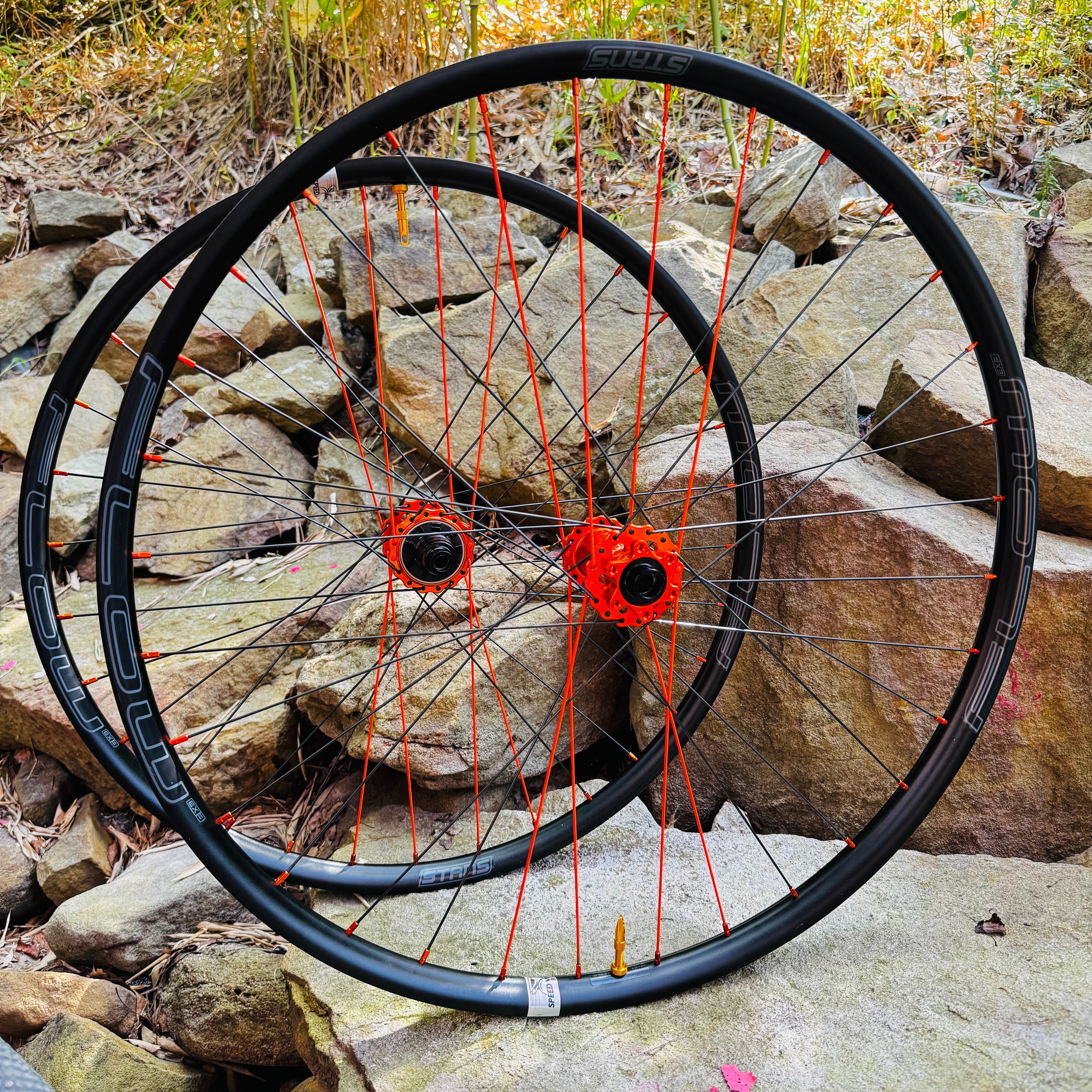 I9 Hydra 2 Orange Hubset with FLOW EX3 29" Tough Rims, Enduro/Dh/Ebike ready