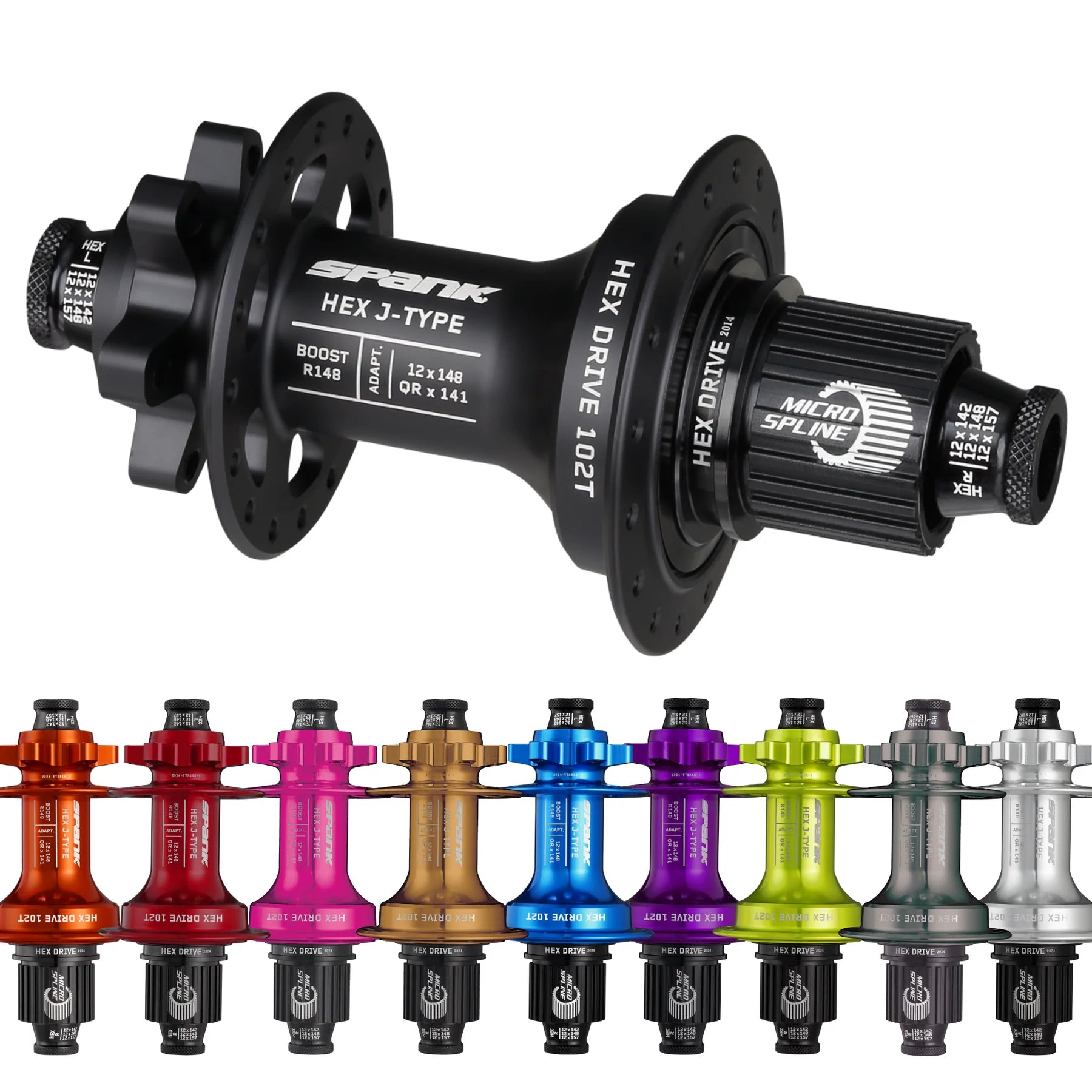 SPANK HEX J-Type Boost 148 Rear Hubs, All Colors XD, HG, MS