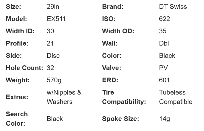 DT Swiss EX 511 29" MTB Rim