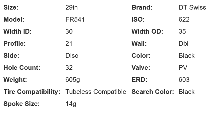 DT Swiss FR 541 Disc 29" MTB Rim