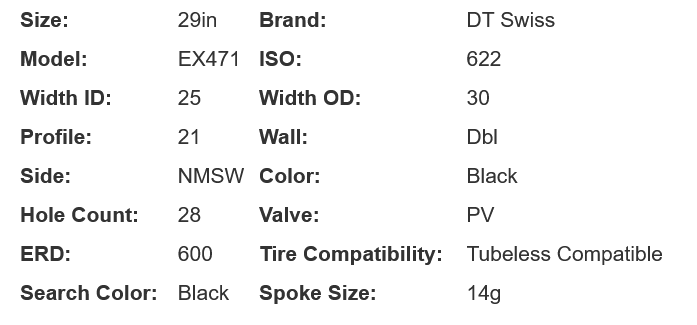 DT Swiss EX 471 29" MTB Rim