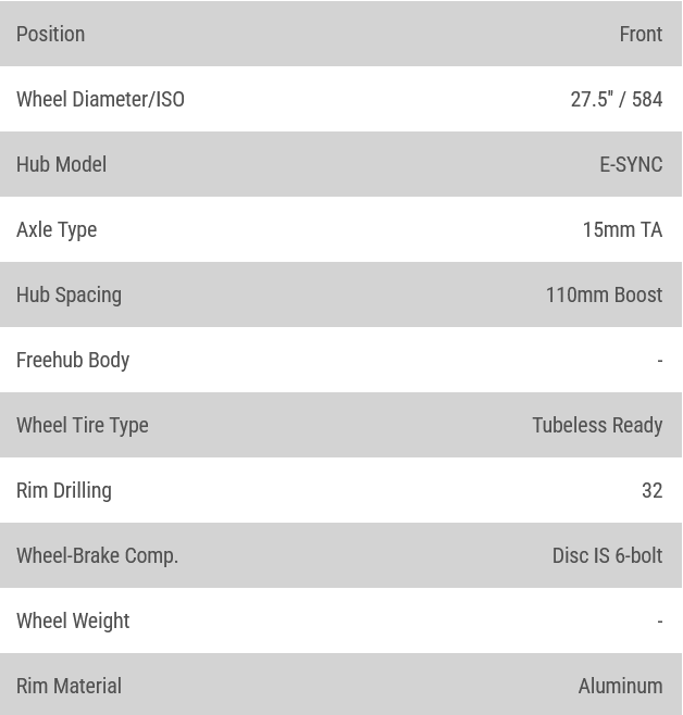 Stans No Tubes, Flow EX3, Wheel, Front, 27.5'', 15x110mm Boost, Disc IS 6-bolt