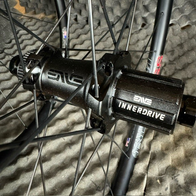 ENVE interdrive hubs with Velocity Blunt SS gravel rims 1470 grams